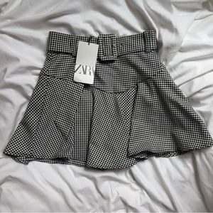 NWT Zara White & Black Plaid Mini Skirt XS